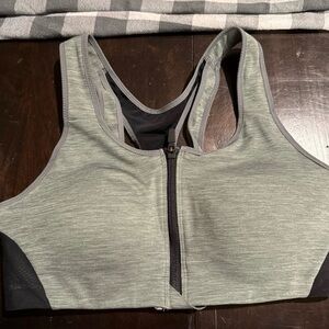 Nike Front-Zip Sports Bra in grey with Black Trim